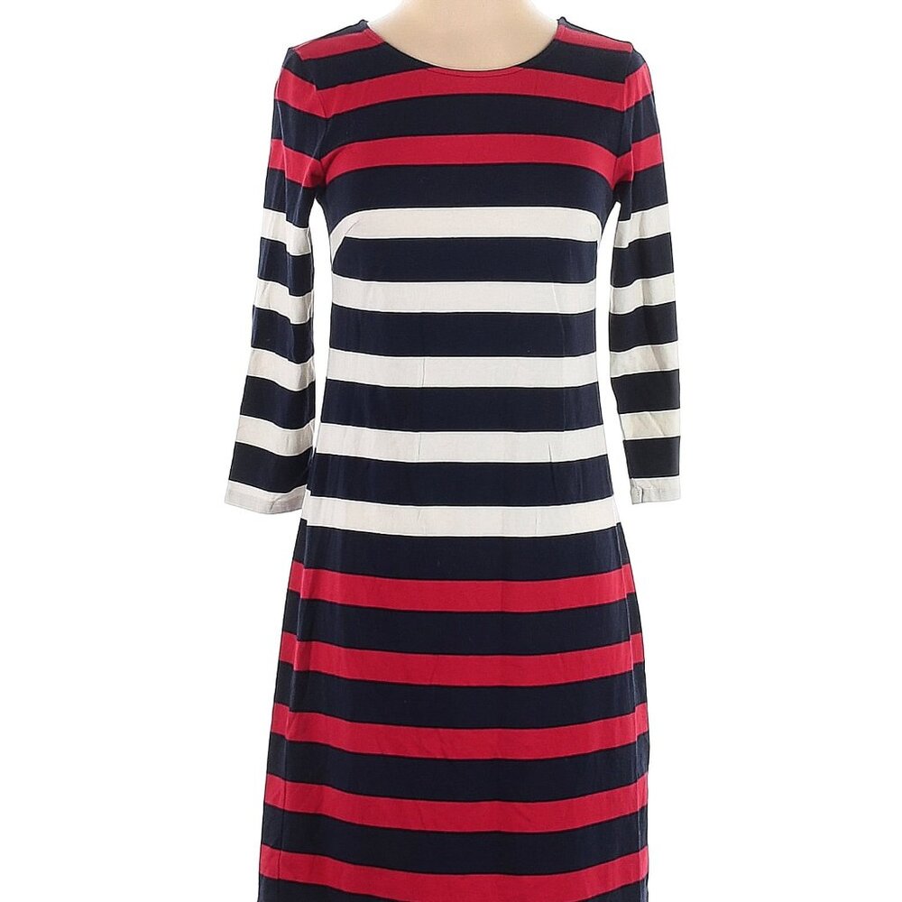 Tommy Hilfiger Casual Dress, Navy, Red, White Striped, Boat Neck, Size XS